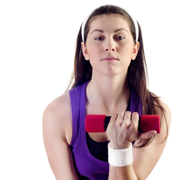 Young  woman  with dumbbells — Stock Photo, Image