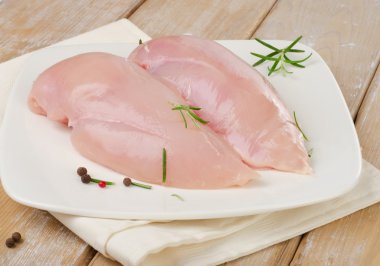 Çiğ tavuk göğsü filetosu.
