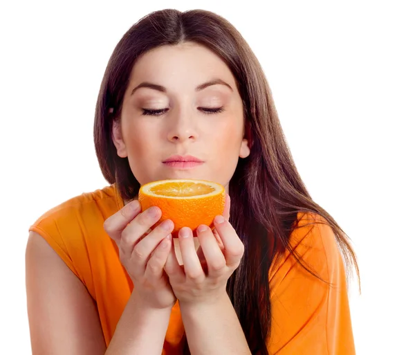 Mujer con naranja —  Fotos de Stock