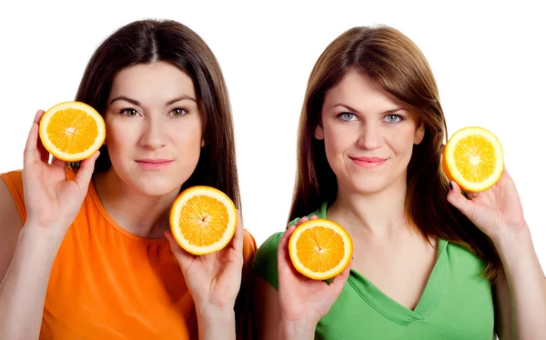 Women with orange — Stock Photo, Image