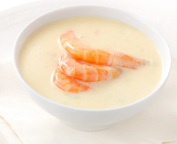 Creamy soup with seafood — Stock Image Creamy soup with seafood Royalty Free Stock Photos