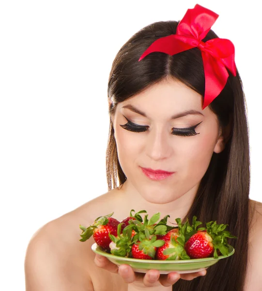 Young woman having healthy breakfast — Stock Photo, Image