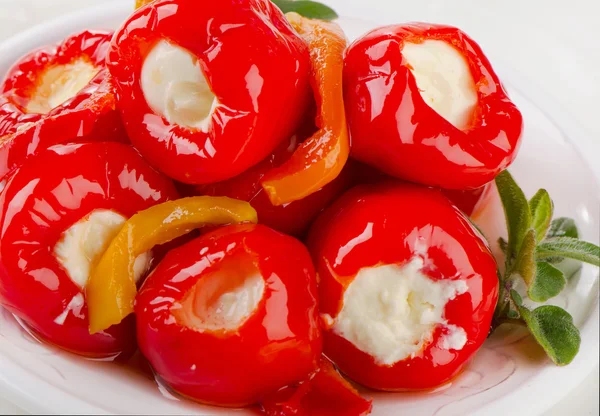 Peppers filed with  cream cheese — Stock Photo, Image