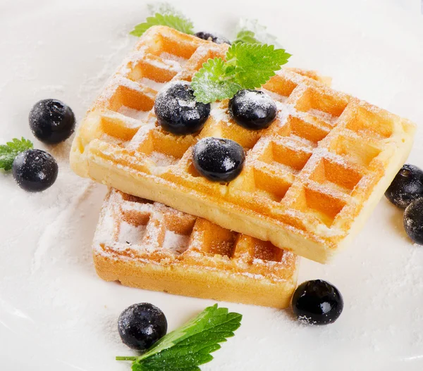 Belgian waffles with berries — Stock Photo, Image