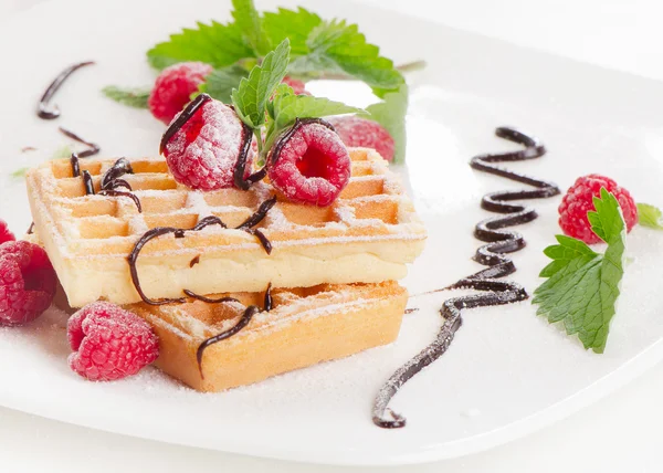 Çilek ile Belçika waffle — Stok fotoğraf