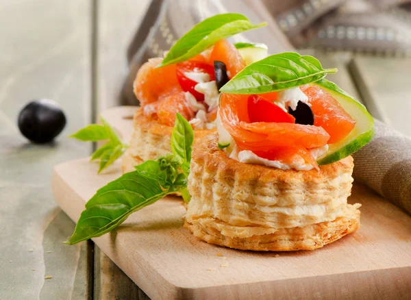 Canape  with salmon — Stock Photo, Image