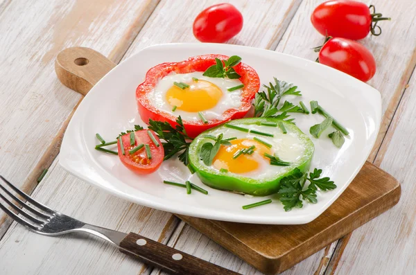 Fried vegetables and eggs — Stock Photo, Image