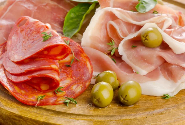 Slices of cured ham — Stock Photo, Image