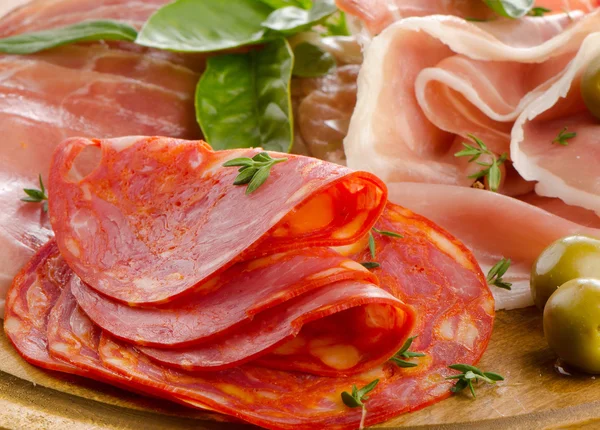 Slices of cured ham — Stock Photo, Image