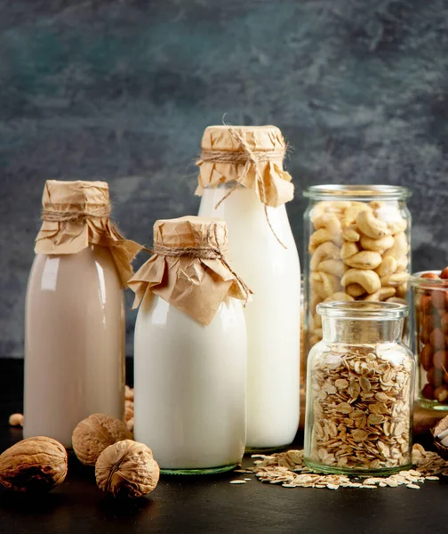 Assortment Non Diary Plant Based Milk Organic Vegan Food Concept — Stock Photo, Image