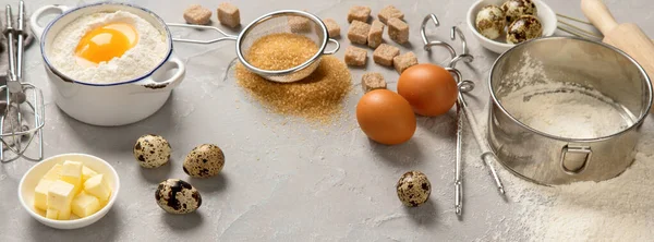 Matlagning Ingredienser Ljus Bakgrund Bakning Koncept — Stockfoto