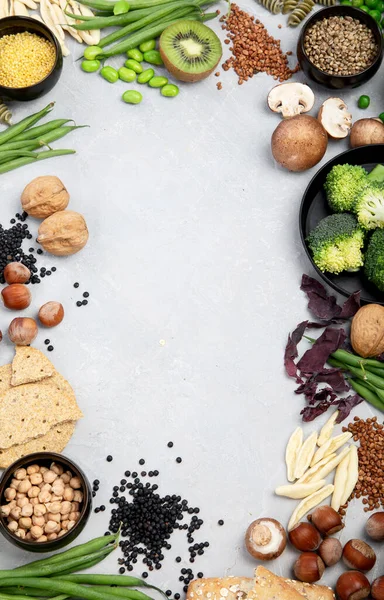 Fontes Alimentares Dieta Base Plantas Dieta Saudável Com Legumes Frutas — Fotografia de Stock