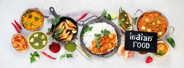 Sortiment Alimentar Indian Fundal Luminos Conceptul Alimentar Tradițional Mâncăruri Aperitive — Fotografie, imagine de stoc