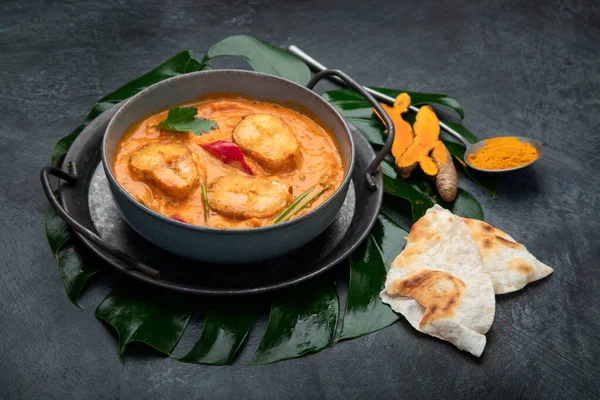 Kerala Fish Curry Dark Background Traditional Food Concept — Stok fotoğraf