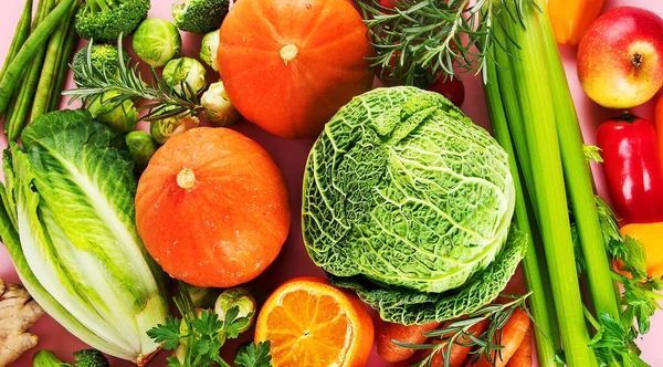 Assortment Vegetables Fruits Colorful Background Detox Diet Concept Vegan Food — Stock Photo, Image