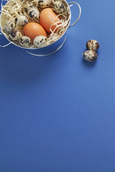 Freshly Baked Cake Blue Background Homemade Food Concept Top View — Fotografia de Stock