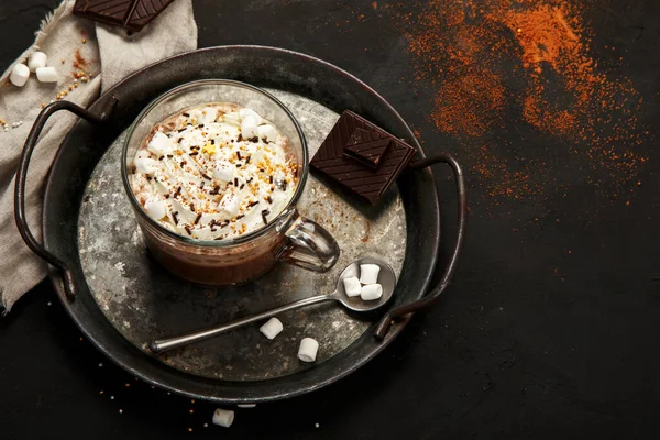 Cacao Marshmallow Cacao Powder Mug Hot Beverage Whipped Cream Top — Stock fotografie