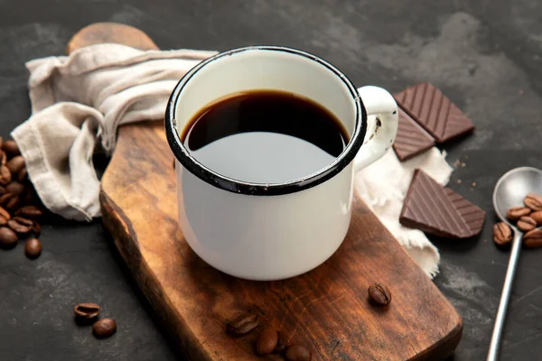 Cup Black Coffee Dark Background Hot Beverage Breakfast Concept — Stok fotoğraf