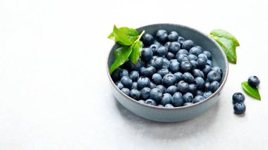 Fresh blueberry on neutral background. Vegan and vegetarian concept. copy space