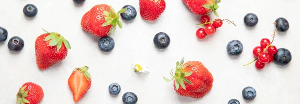 Various Fresh Berries Neutral Background Organic Valuable Food Source Top — Foto Stock