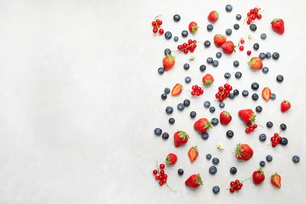 Various Fresh Berries Neutral Background Organic Valuable Food Source Top — Stockfoto