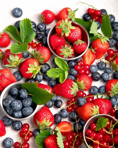 Various Fresh Berries Neutral Background Organic Valuable Food Source Top — Foto de Stock