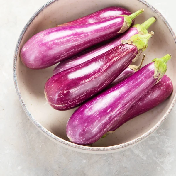 Fresh Aubergine Eggplant Neutral Background Popular Component Healthy Diets Top —  Fotos de Stock