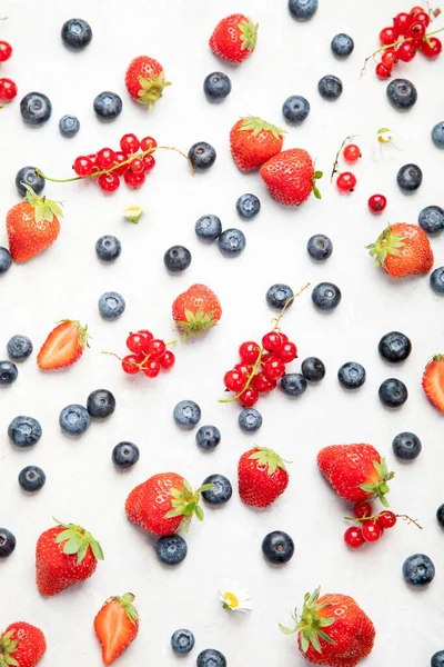 Various Fresh Berries Neutral Background Organic Valuable Food Source Top — Photo
