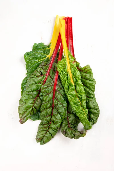 Raw Chard Light Background Highly Nutritious Leaves Popular Component Healthy — Stok fotoğraf