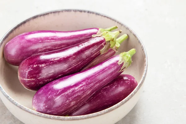 Fresh Aubergine Eggplant Neutral Background Popular Component Healthy Diets — Zdjęcie stockowe