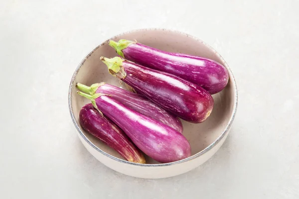 Fresh Aubergine Eggplant Neutral Background Popular Component Healthy Diets —  Fotos de Stock