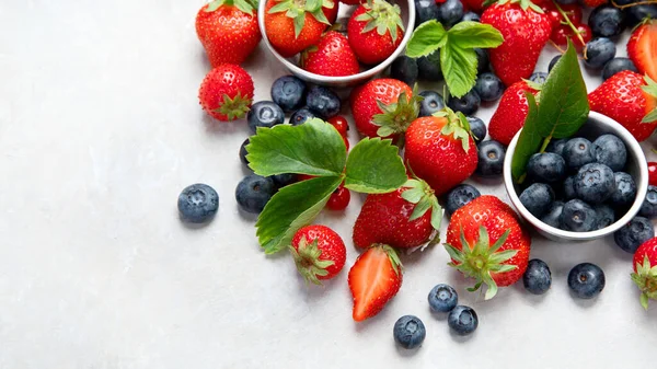 Various Fresh Berries Neutral Background Organic Valuable Food Source Top — Photo