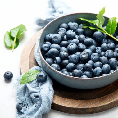 Fresh blueberry on neutral background. Vegan and vegetarian concept.
