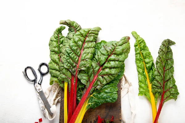 Raw Chard Light Background Highly Nutritious Leaves Popular Component Healthy — Stock Photo, Image