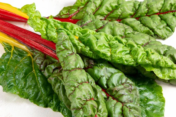 Raw Chard Light Background Highly Nutritious Leaves Popular Component Healthy — Stockfoto