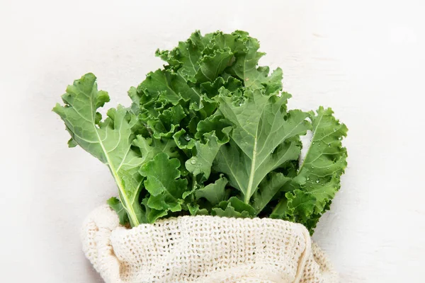 Fresh Green Curly Kale Leaves Neutral Background Healthy Food Ingredients — 图库照片