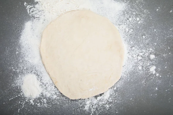 Margherita Pizza Gray Background Traditional Italian Food Top View Flat — Stockfoto