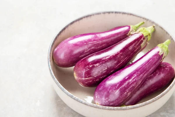 Fresh Aubergine Eggplant Neutral Background Popular Component Healthy Diets — Zdjęcie stockowe