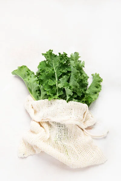 Fresh Green Curly Kale Leaves Neutral Background Healthy Food Ingredients — Fotografia de Stock
