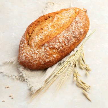 Tarafsız arka planda çeşitli ekmek çeşitleri. Taze ev yapımı hamur işi. Boşluğu kopyala