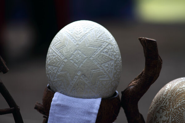 carved ostrich egg shell