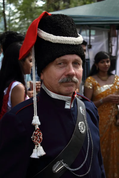 Ataman Vasily Cherepakhin in the form of a Cossack officer durin — Stock Photo, Image