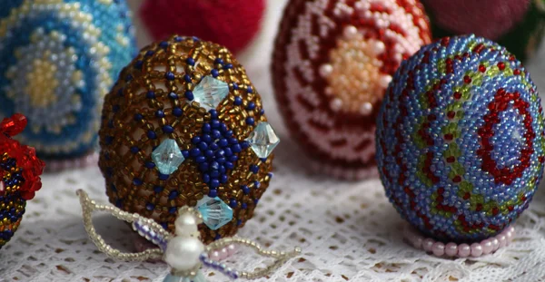 Handmade easter eggs from beads — Stock Photo, Image