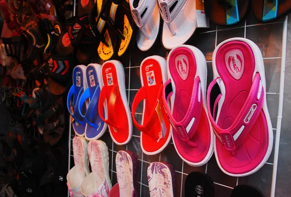 Set of colorful flip flops display — Stock Photo, Image