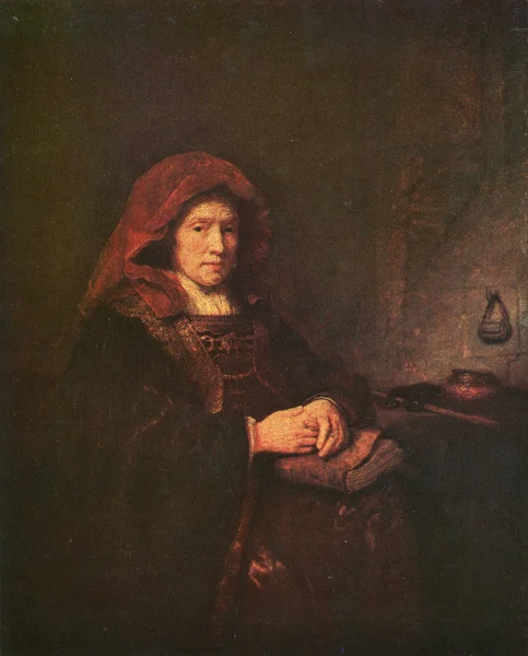 Retrato de uma senhora idosa com óculos Rembrandt van Rijn — Fotografia de Stock