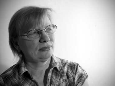 Middle-aged woman with eyeglasses
