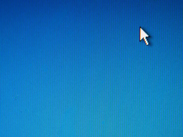 Computer arrow on screen, macro — Stock Photo, Image