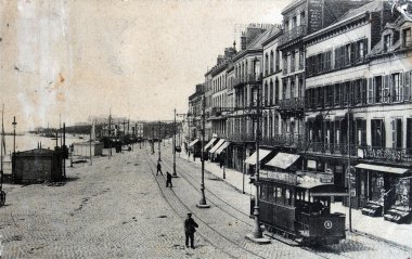 Quai üzerinde gambetta, boulogne-sur-mer, Fransa, 1900'lerde tramvay