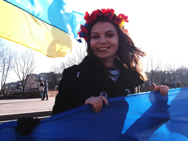 Anty-war rally in Lugansk — Stock Photo, Image