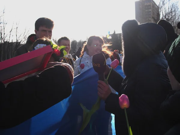 Manifestación de Anty-war en Lugansk —  Fotos de Stock